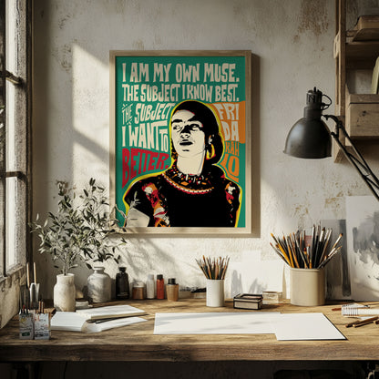 Frida Kahlo Pop Art Quote Portrait Print | Inspirational Wall Art | Mexican Icon | Unframed Giclée Art Print | Modern Pop Art Décor