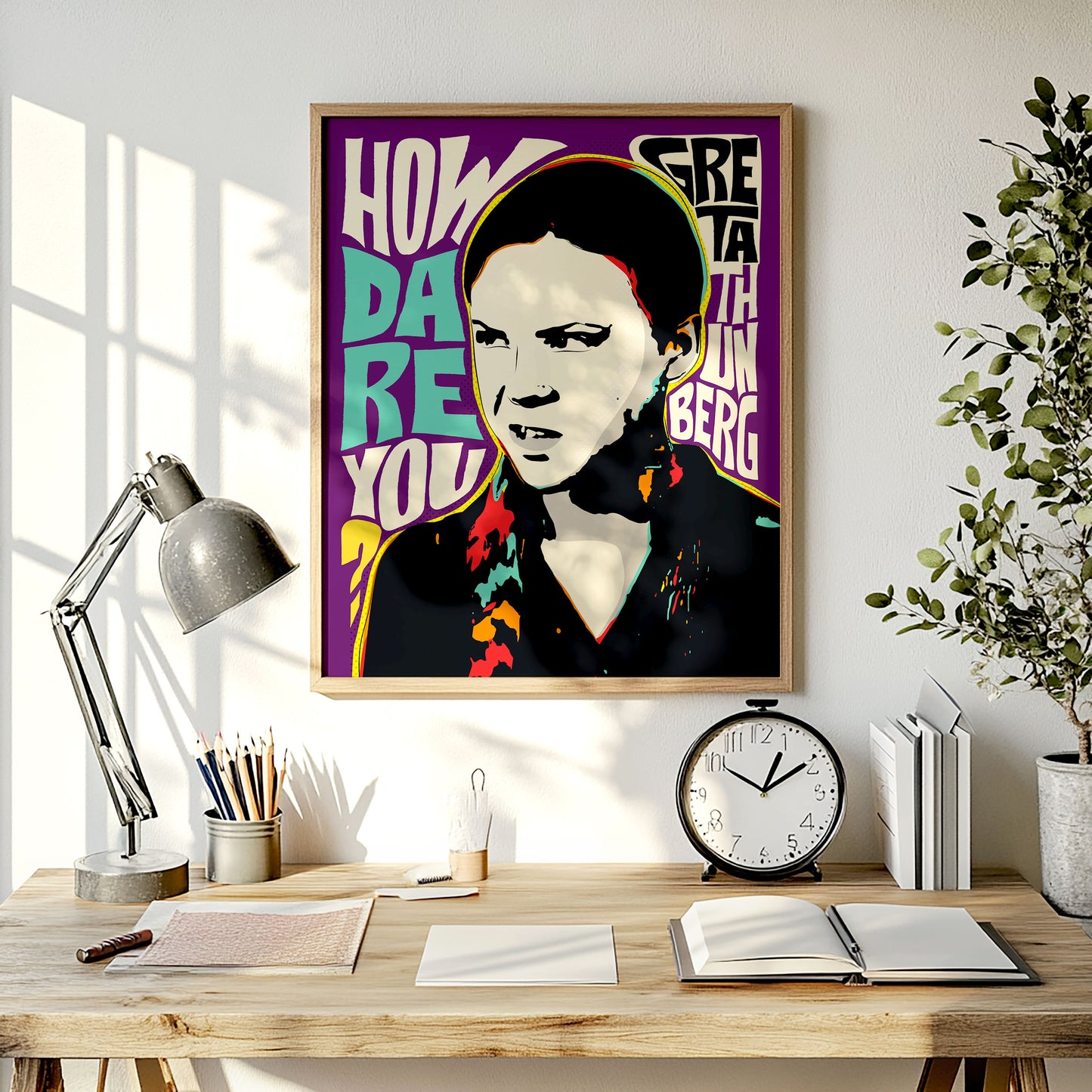 Pop Art Icon Portrait – Greta Thunberg Quote Print – Environmental Activist Wall Art