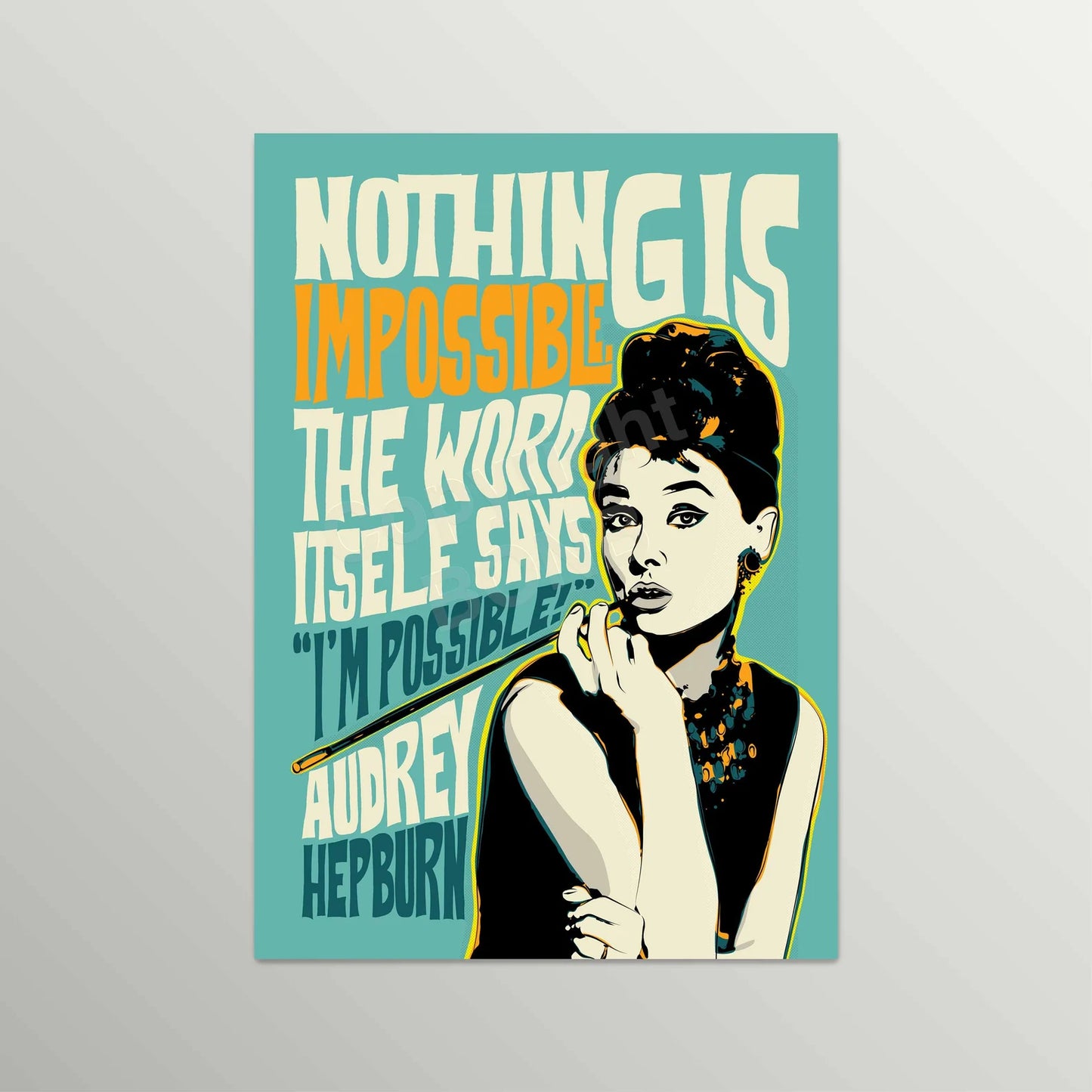 Pop Art Portrait of AH with Inspirational Quote | Wall Art Print | Unframed