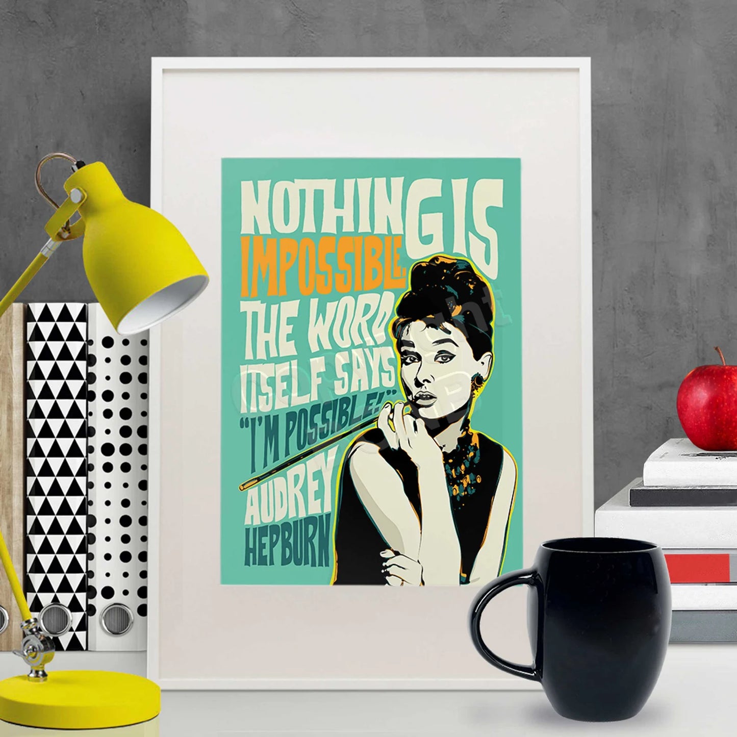 Pop Art Portrait of AH with Inspirational Quote | Wall Art Print | Unframed