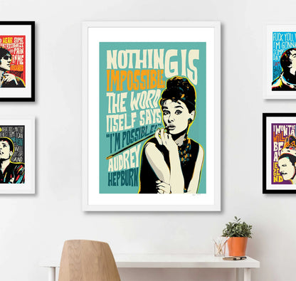 Pop Art Portrait of AH with Inspirational Quote | Wall Art Print | Unframed