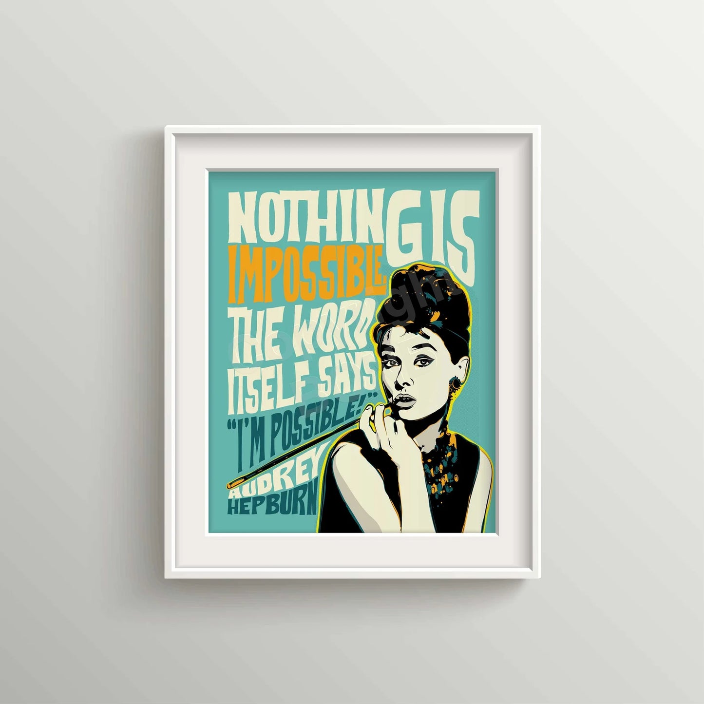 Pop Art Portrait of AH with Inspirational Quote | Wall Art Print | Unframed