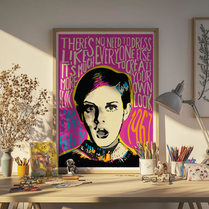 Twiggy Pop Art Quote Portrait | Inspirational | Gift | UNFRAMED